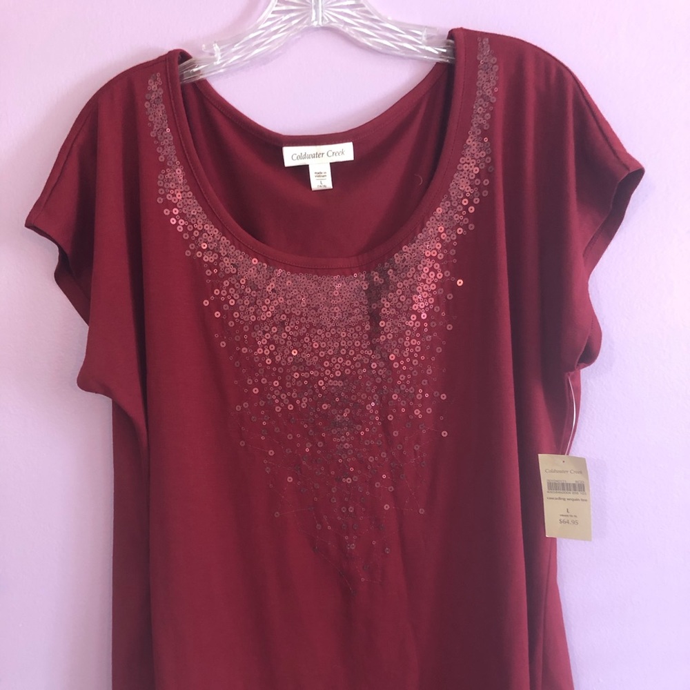 Coldwater Creek - burgundy blouse with sequins